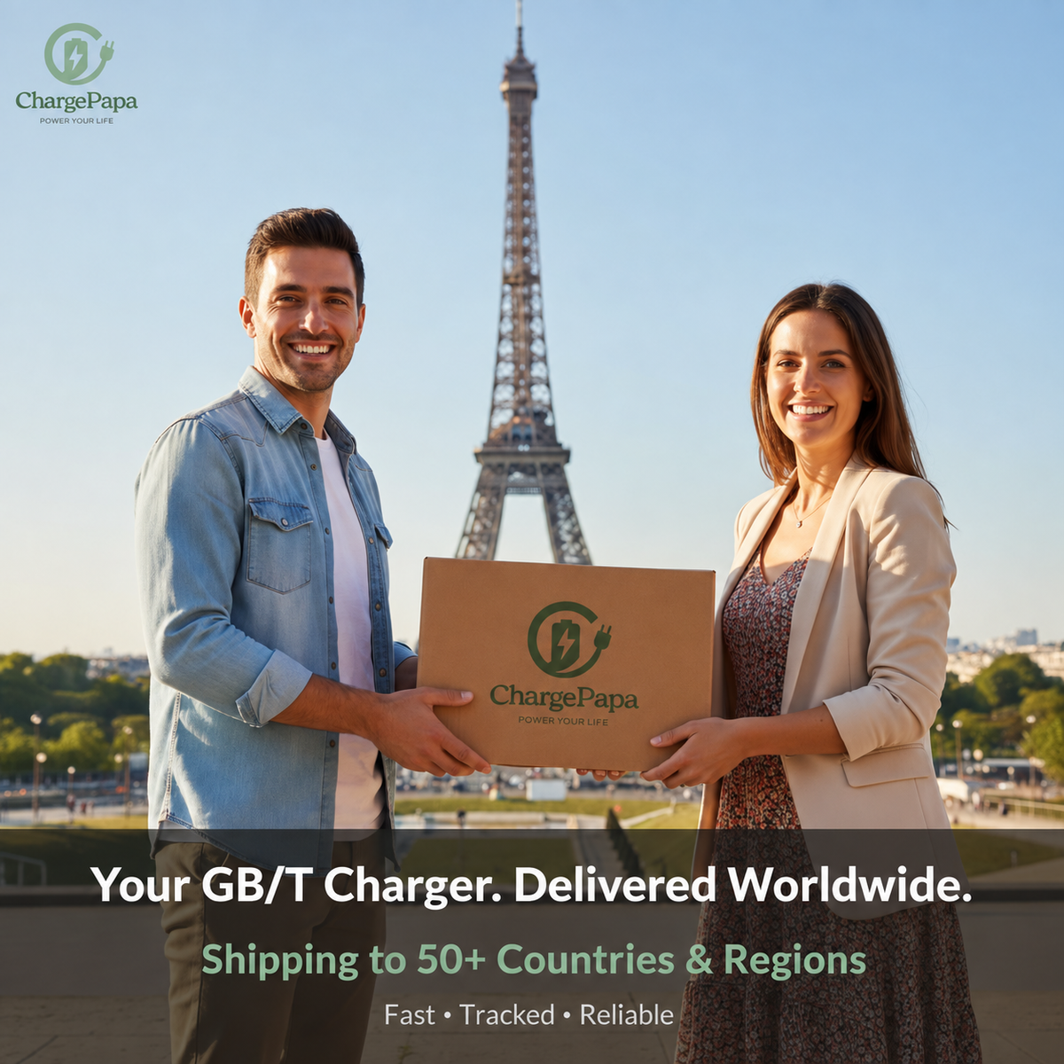 ChargePapa charger — worldwide tracked shipping poster