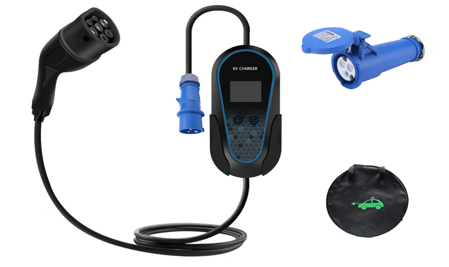 MRS-EZ9 3.5KW 7KW Type 2 (EU) portable in-cable control box (ICCB) AC charging gun for EV with Numeric digital-display screen Scheduled Charging Current Adjustment