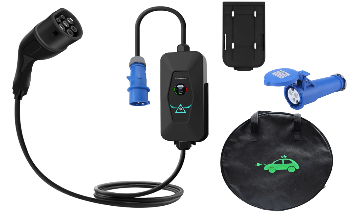 Type 2 3.5KW 7KW (EU) portable  AC charging gun for EV Wall/Pole-mounted Singel Phase with Stepless Current Adjustment