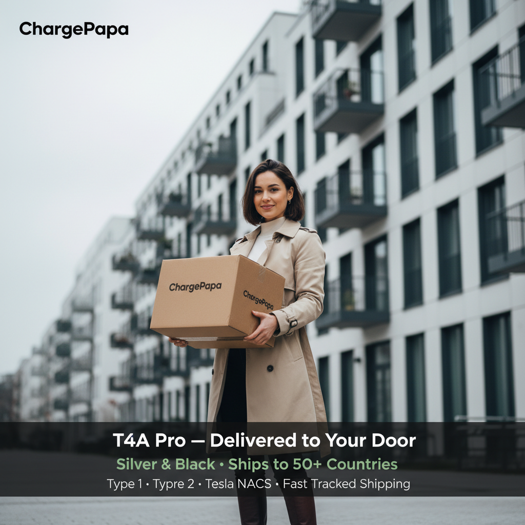 ChargePapa T4A Pro silver black worldwide shipping Berlin Germany delivery portable EV charger
