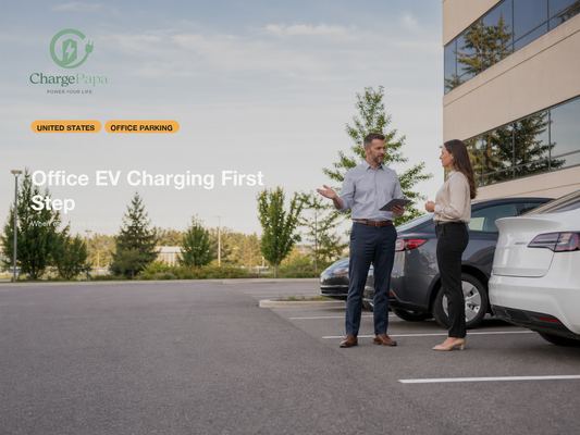 ChargePapa blog cover for Can a Company Keep Portable EV Chargers and Adapters On Site for Employee Use?