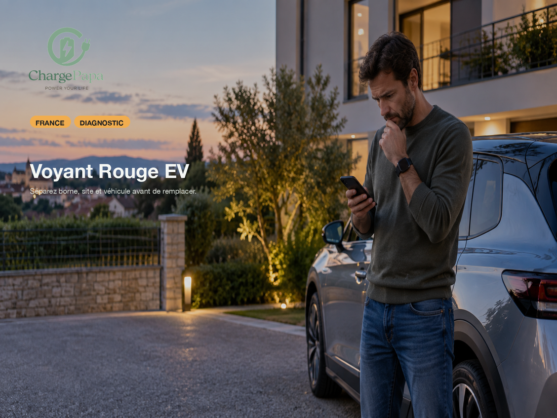 ChargePapa blog cover for Pourquoi un voyant rouge Hager sur une borne EV ne veut pas toujours dire que la borne est morte ? (2026)