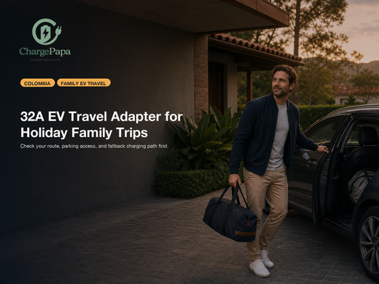 ChargePapa blog cover for Que adaptador de 32A conviene llevar para un viaje familiar en EV antes del feriado?