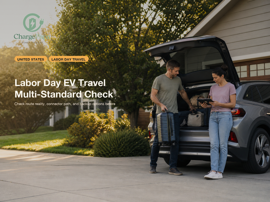 ChargePapa blog cover for What Should You Check Before Labor Day EV Travel if You Use More Than One Charging Standard?