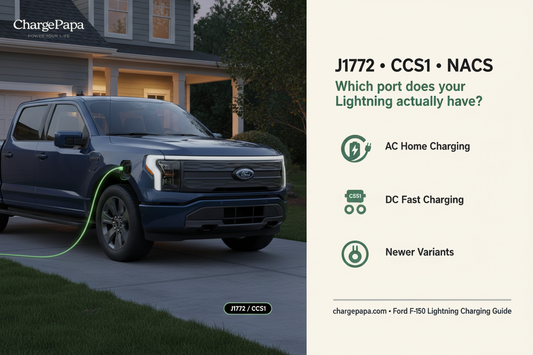 Ford F-150 Lightning charging port guide — J1772 for AC, CCS1 for DC fast charging, NACS for newer variants | ChargePapa