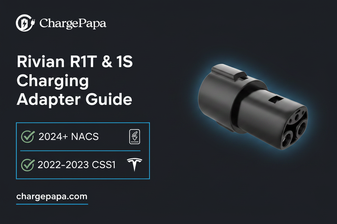 Rivian R1T and R1S charging adapter guide — J1772 to NACS for 2024+, NACS to CCS1 for 2022–2023 Supercharger access