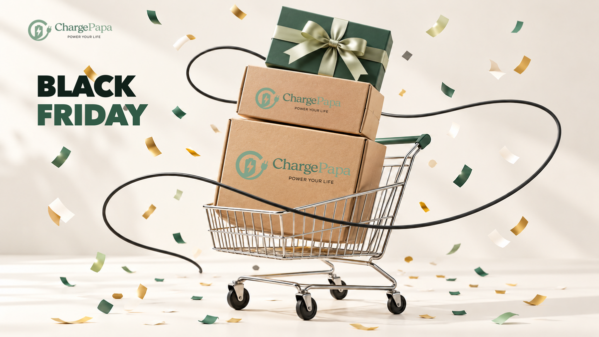 ChargePapa Black Friday EV charging offers in a shopping cart