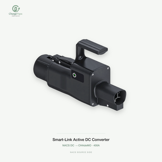 ChargePapa Smart-Link NACS to CHAdeMO adapter — 400A catalog view, NACS source side