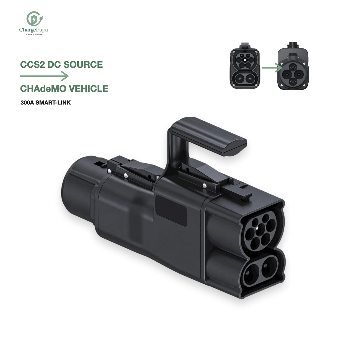 ChargePapa Smart-Link 300A charging direction — CCS2 DC source to CHAdeMO vehicle