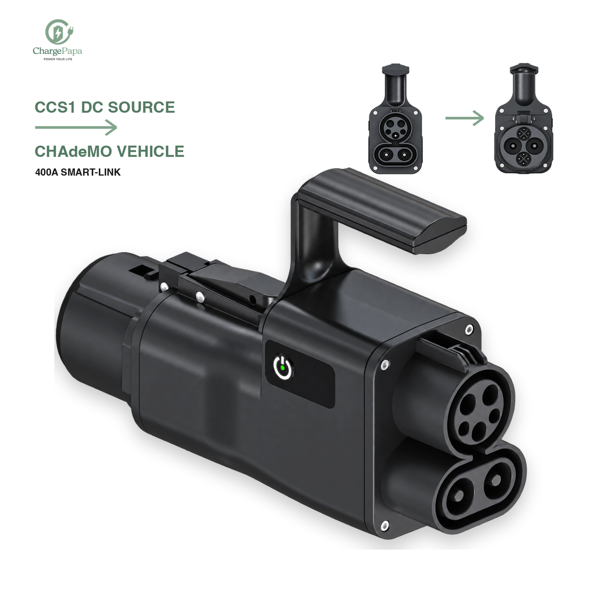 ChargePapa Smart-Link 400A charging direction — CCS1 DC source to CHAdeMO vehicle