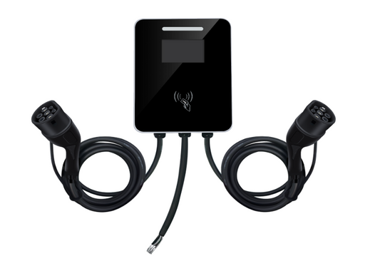 14KW 32A 240V TYPE 2 European Standard AC Wall-mounted and Pedestal-style Home Charging Station with Sheet Metal Dual Gun