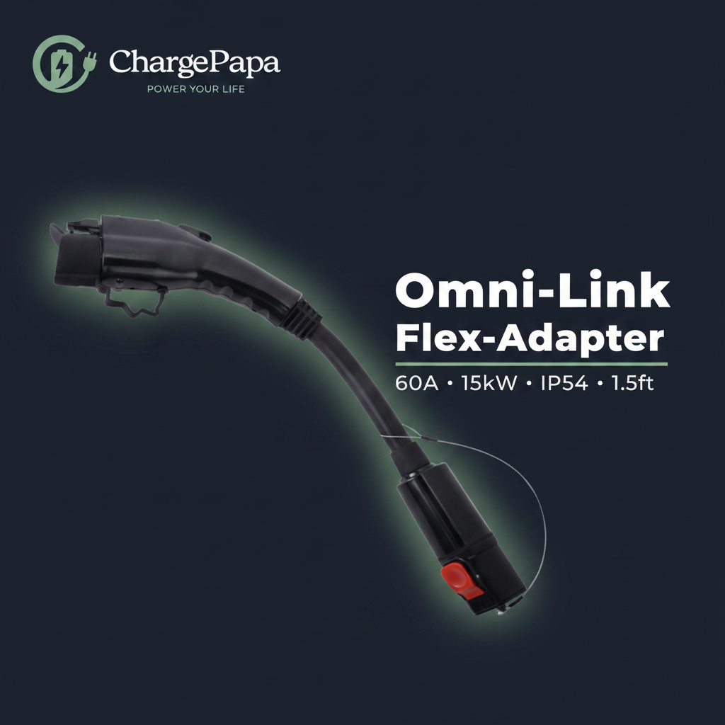 ChargePapa Omni-Link | Tesla to J1772 Flex-Adapter (60A Max / 1.5ft Cable)