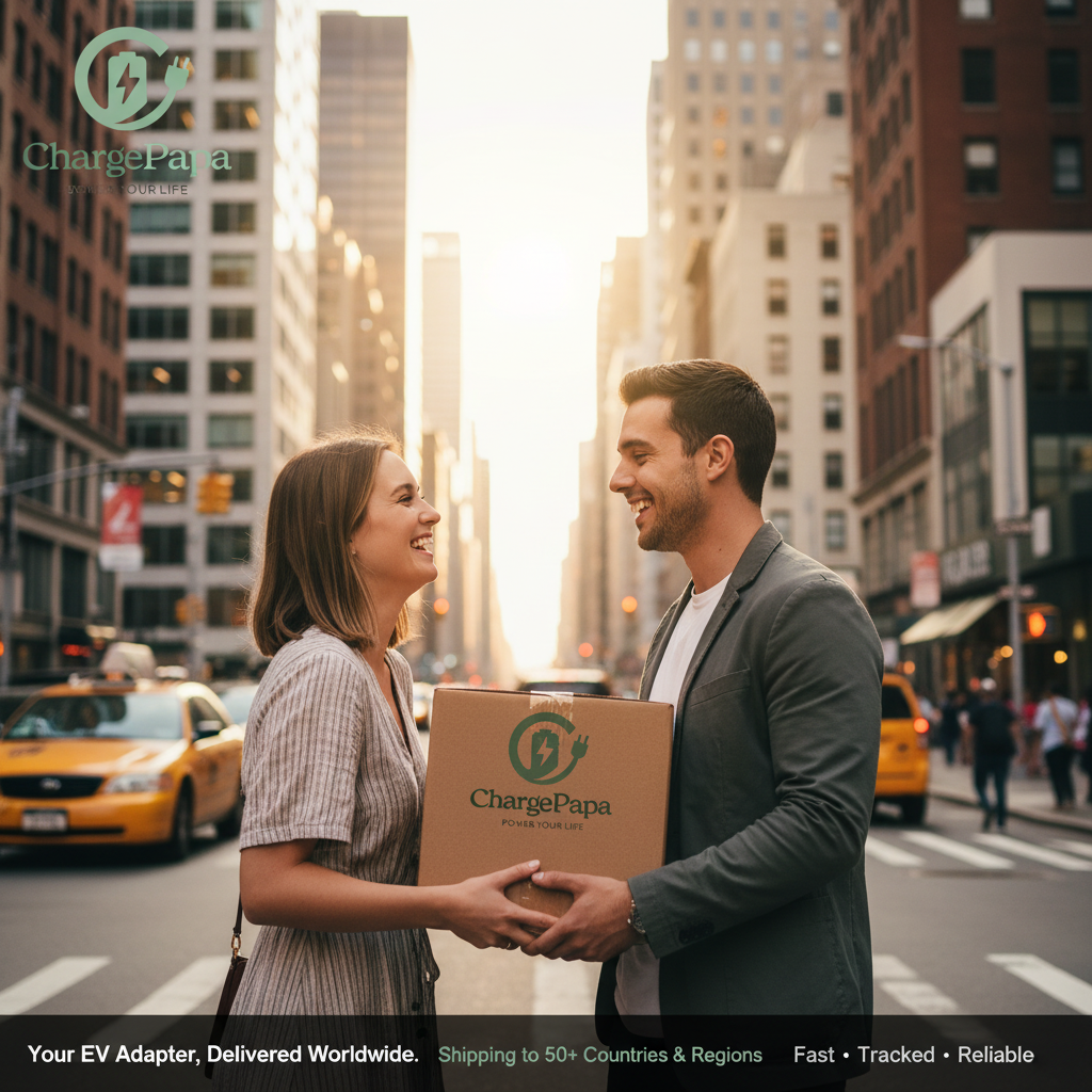 ChargePapa EV charging adapter worldwide shipping – New York delivery scene