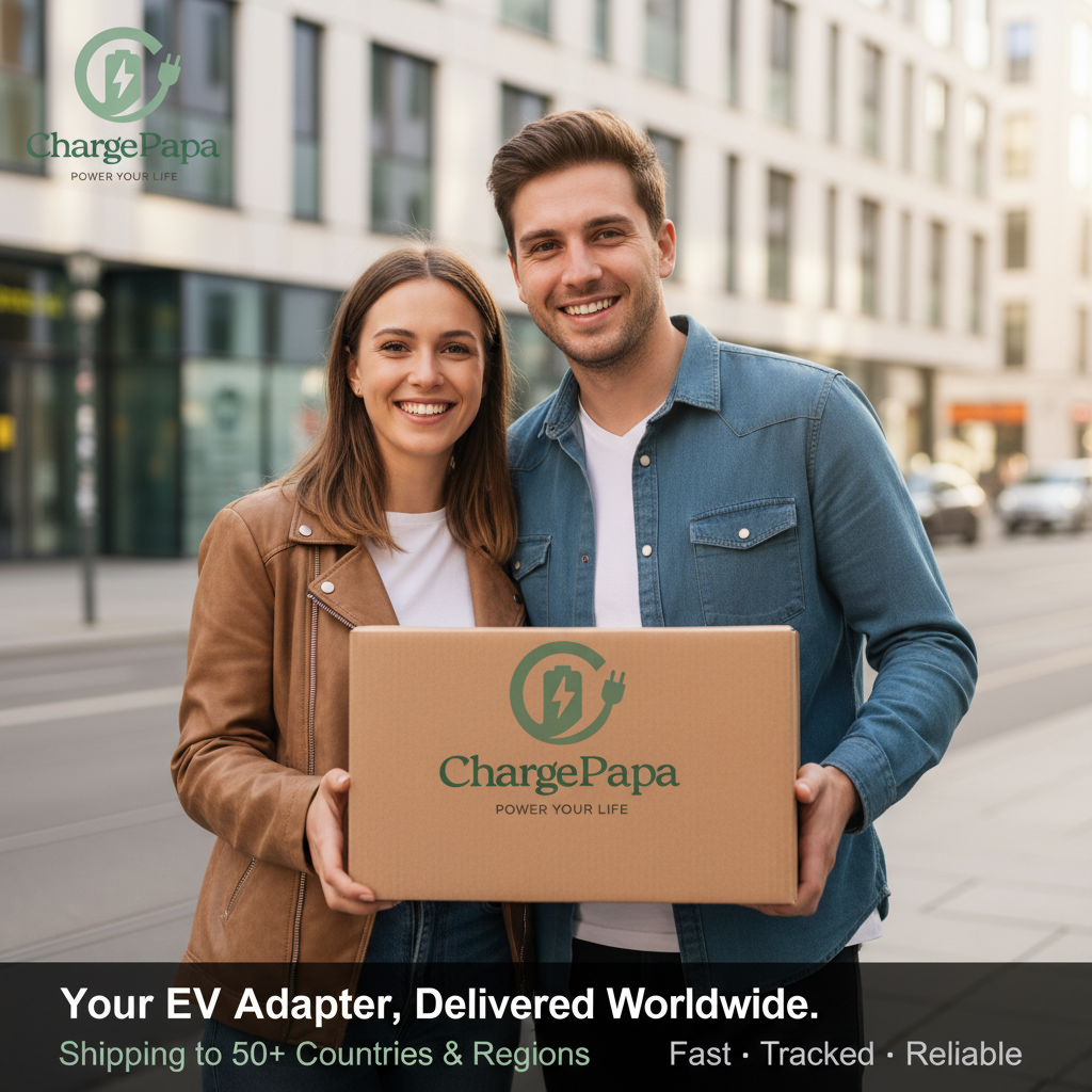 ChargePapa EV charging adapter worldwide shipping – Berlin delivery scene