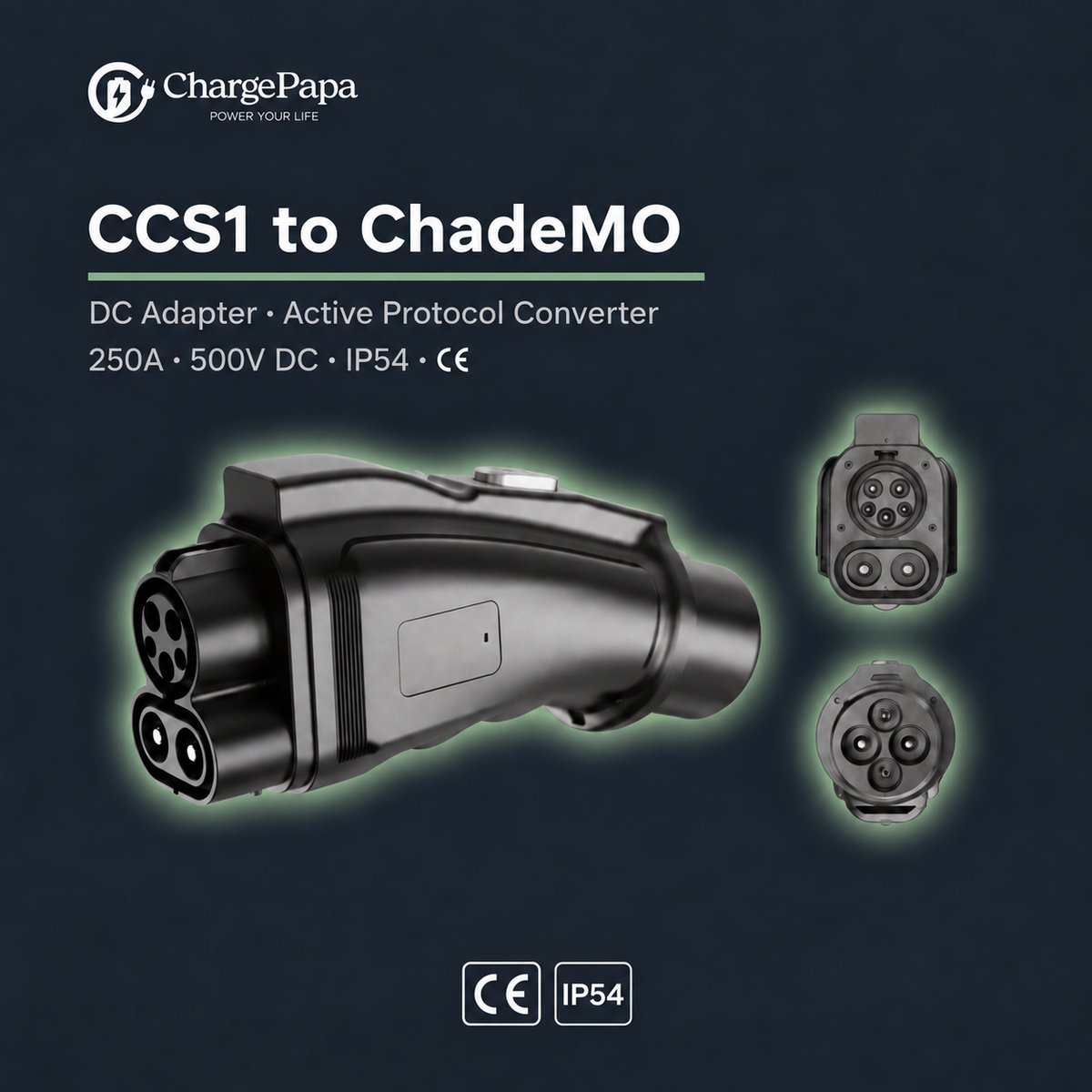 ChargePapa Smart-Link | CCS1 to CHAdeMO Adapter 250A (Active Protocol Converter / CE)