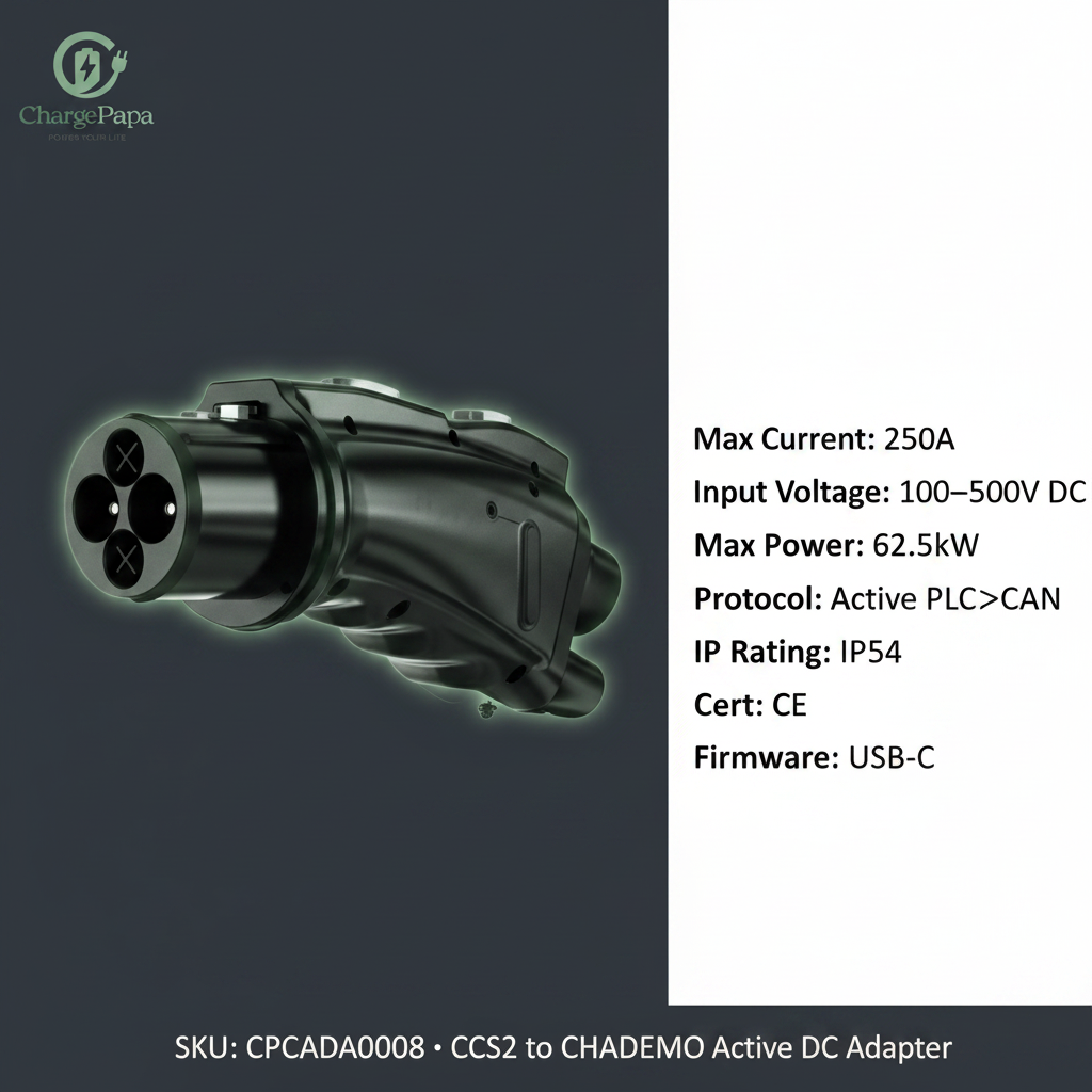 ChargePapa Smart-Link | CCS2 to CHAdeMO Adapter 250A (Active Protocol Converter / CE)
