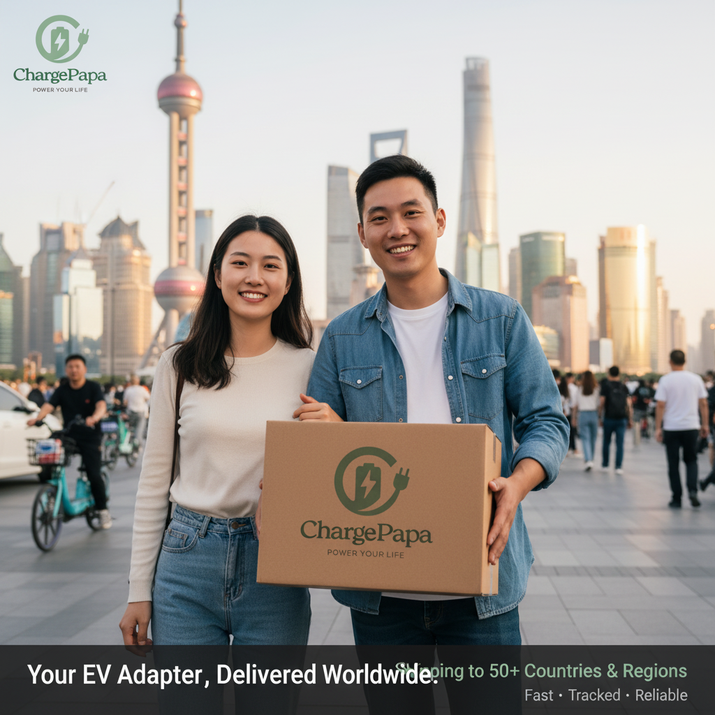 ChargePapa EV charging adapter worldwide shipping – Shanghai delivery scene
