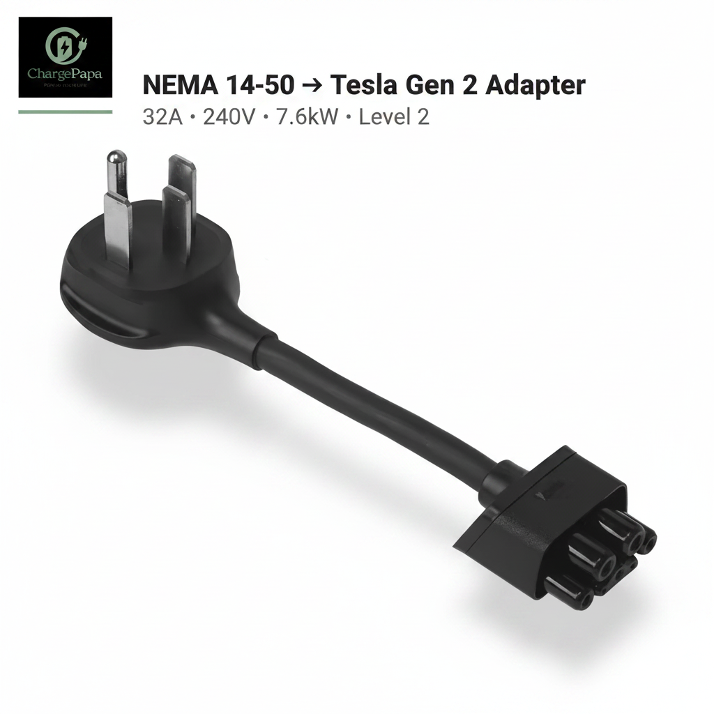 ChargePapa Gen 2 Adapter | NEMA 14-50 for Tesla Mobile Connector (32A / 240V)