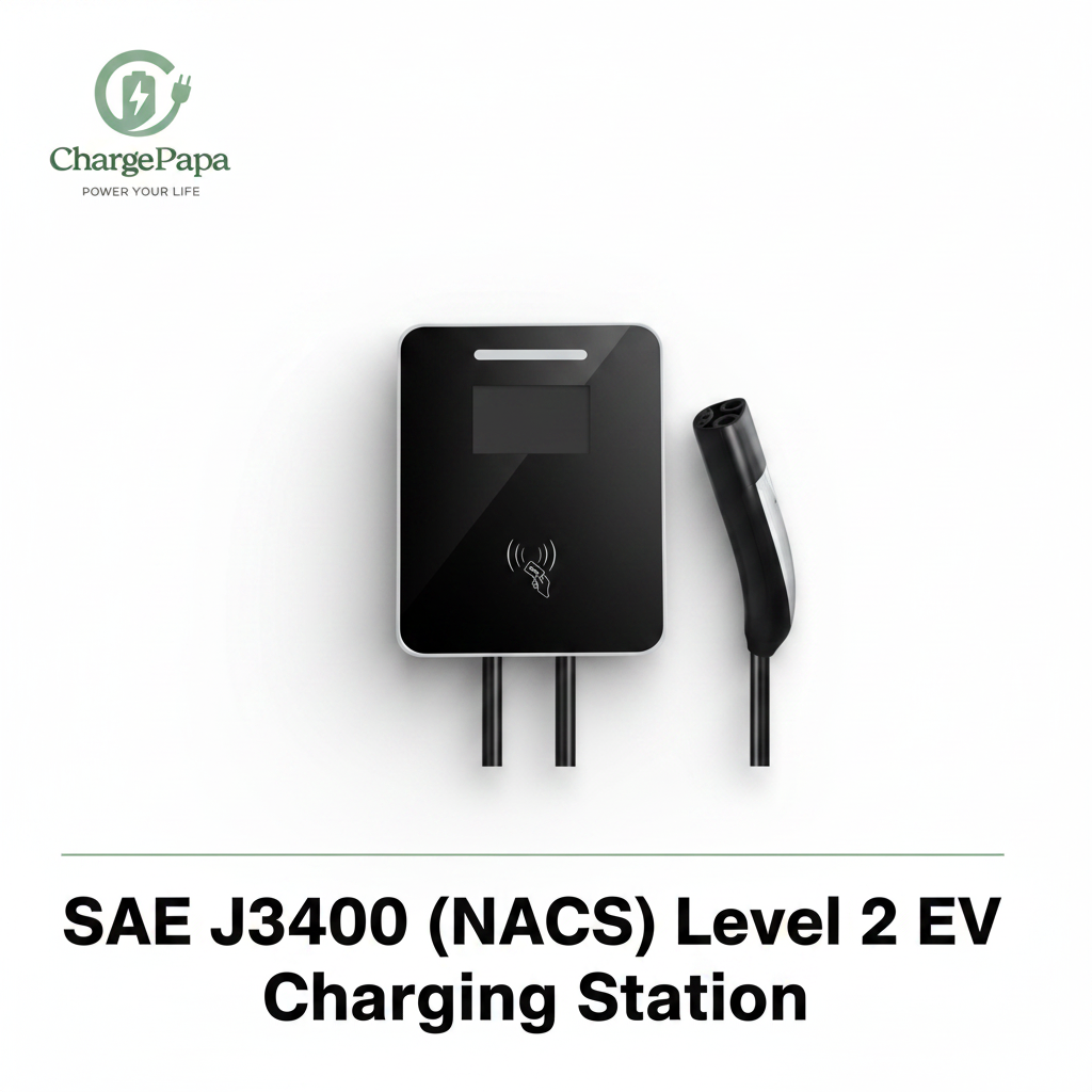 ChargePapa The Estate Charger | MRS-AJ NACS Level 2 EV Charging Station (32A–48A, 240V)