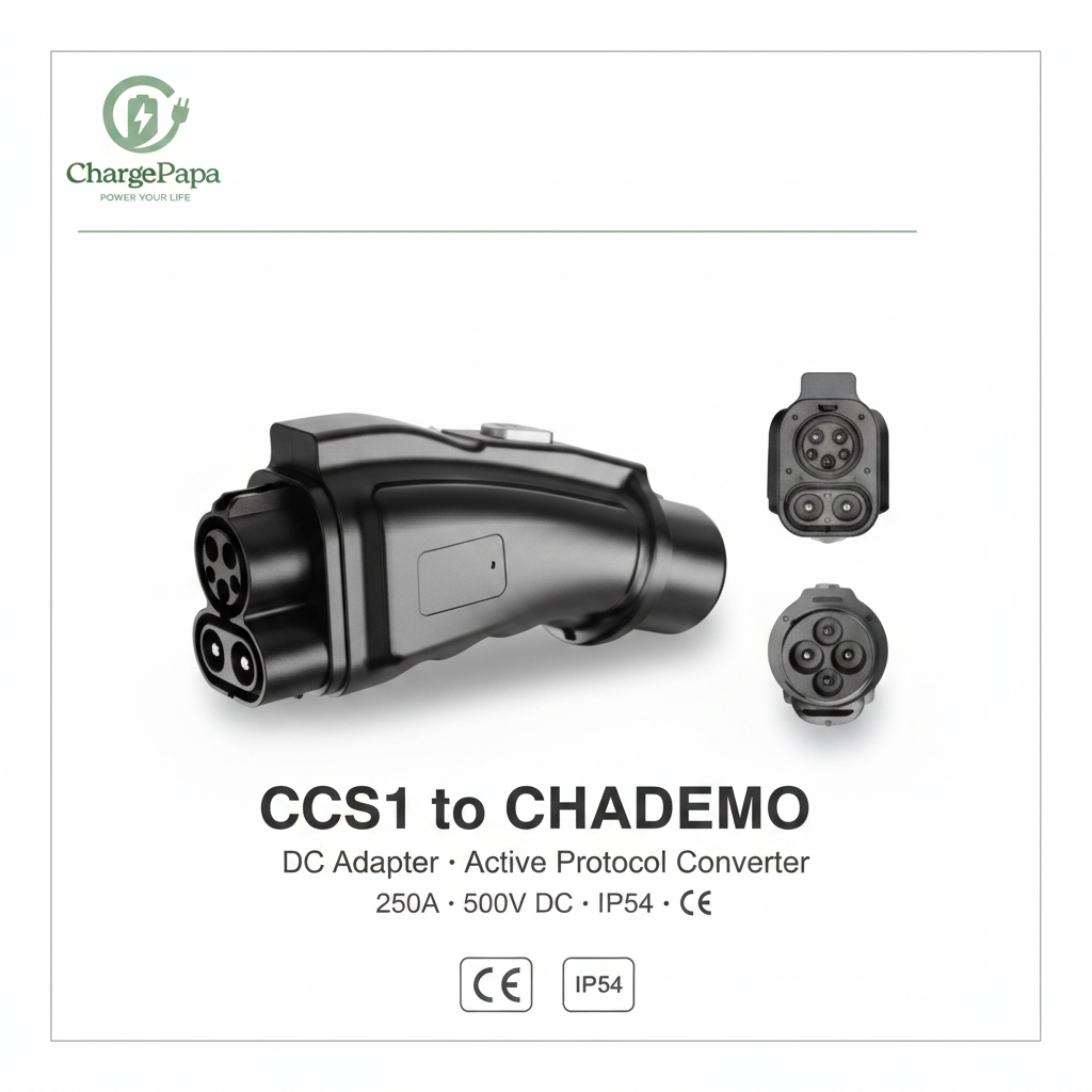 ChargePapa Smart-Link | CCS1 to CHAdeMO Adapter 250A (Active Protocol Converter / CE)