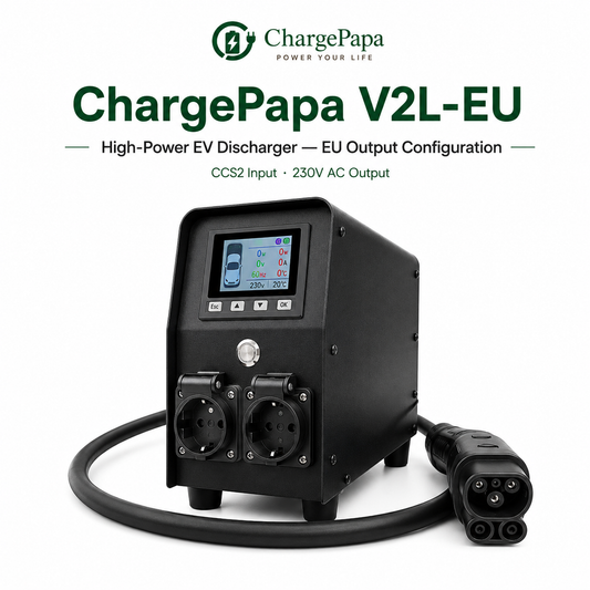 ChargePapa V2L-EU high-power EV discharger on a white background