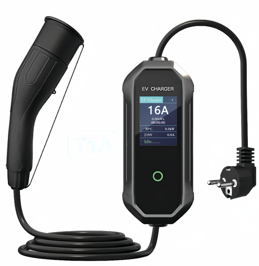 ChargePapa T1A | 3.5kW - 11kW Smart Portable EV Charger (2.8" LCD, App & WiFi)