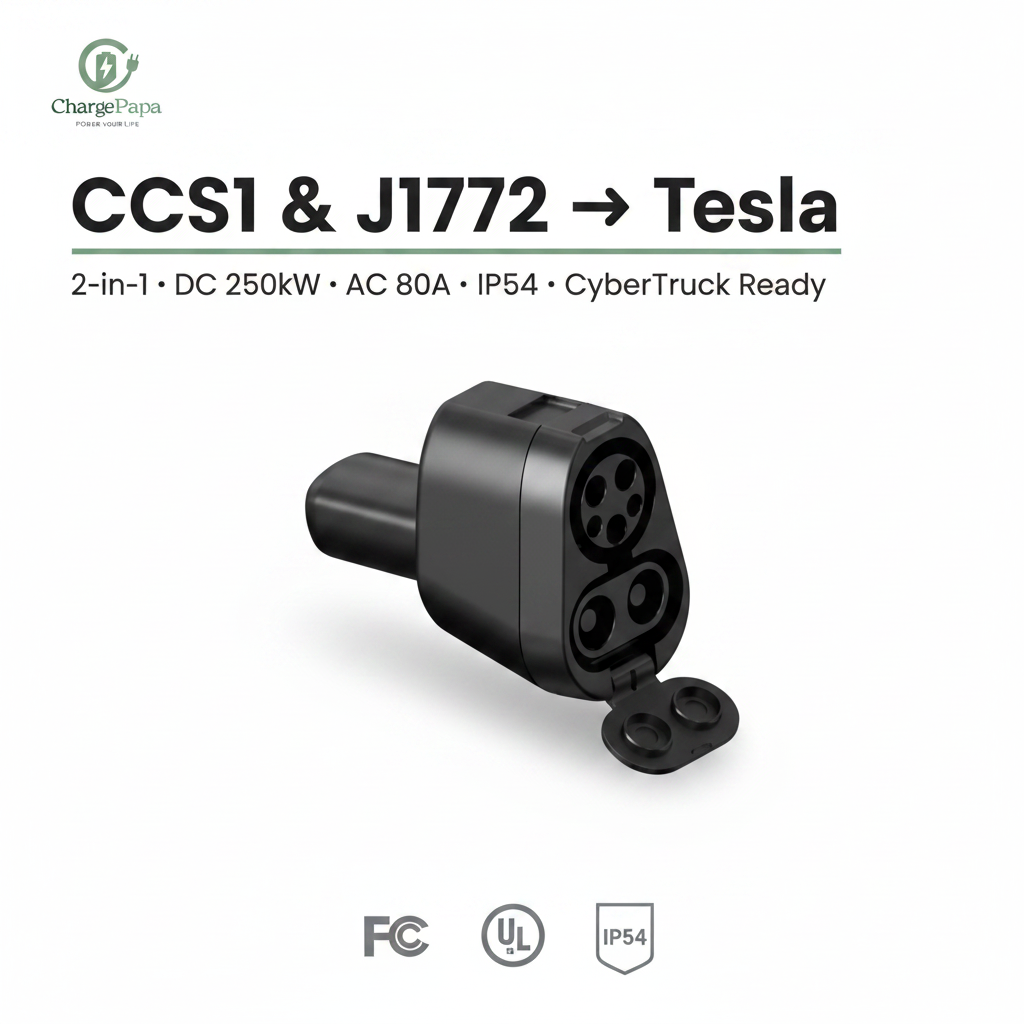 Tesla-Link | CCS1 & J1772 to Tesla 2-in-1 Dual-Mode Adapter (250kW DC / 19.2kW AC) White Poster