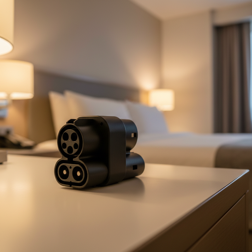CCS1 to CCS2 AC/DC Dual-Mode Adapter (250A DC / 80A AC)- Hotel Room Scene