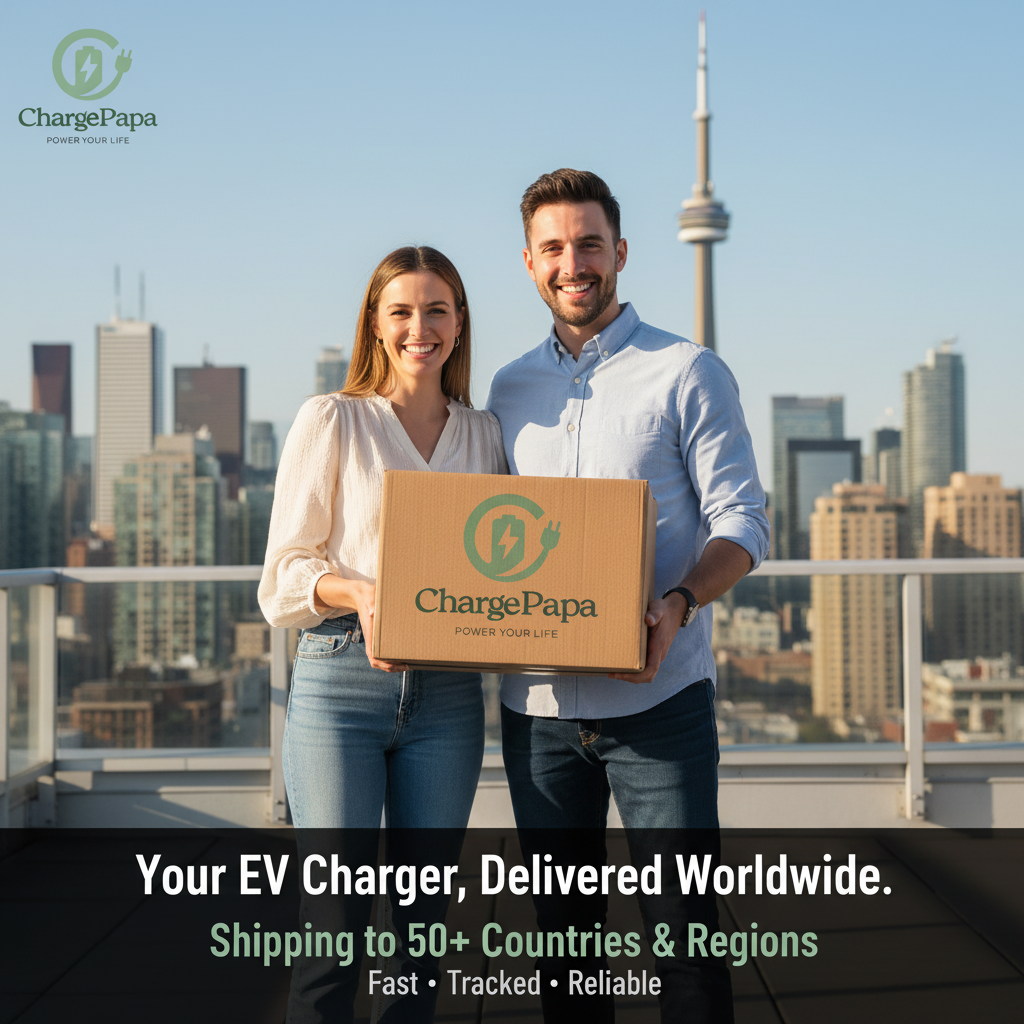 ChargePapa EV charger worldwide shipping — Toronto Canada delivery scene