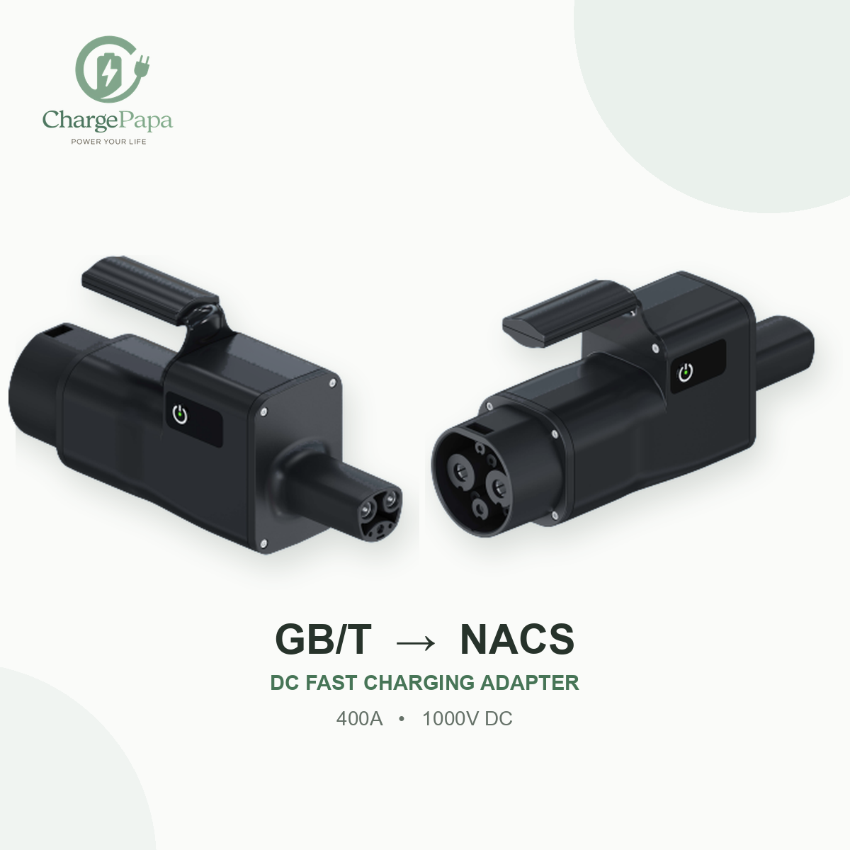 ChargePapa GB/T to NACS DC fast charging adapter — 400A, 1000V DC