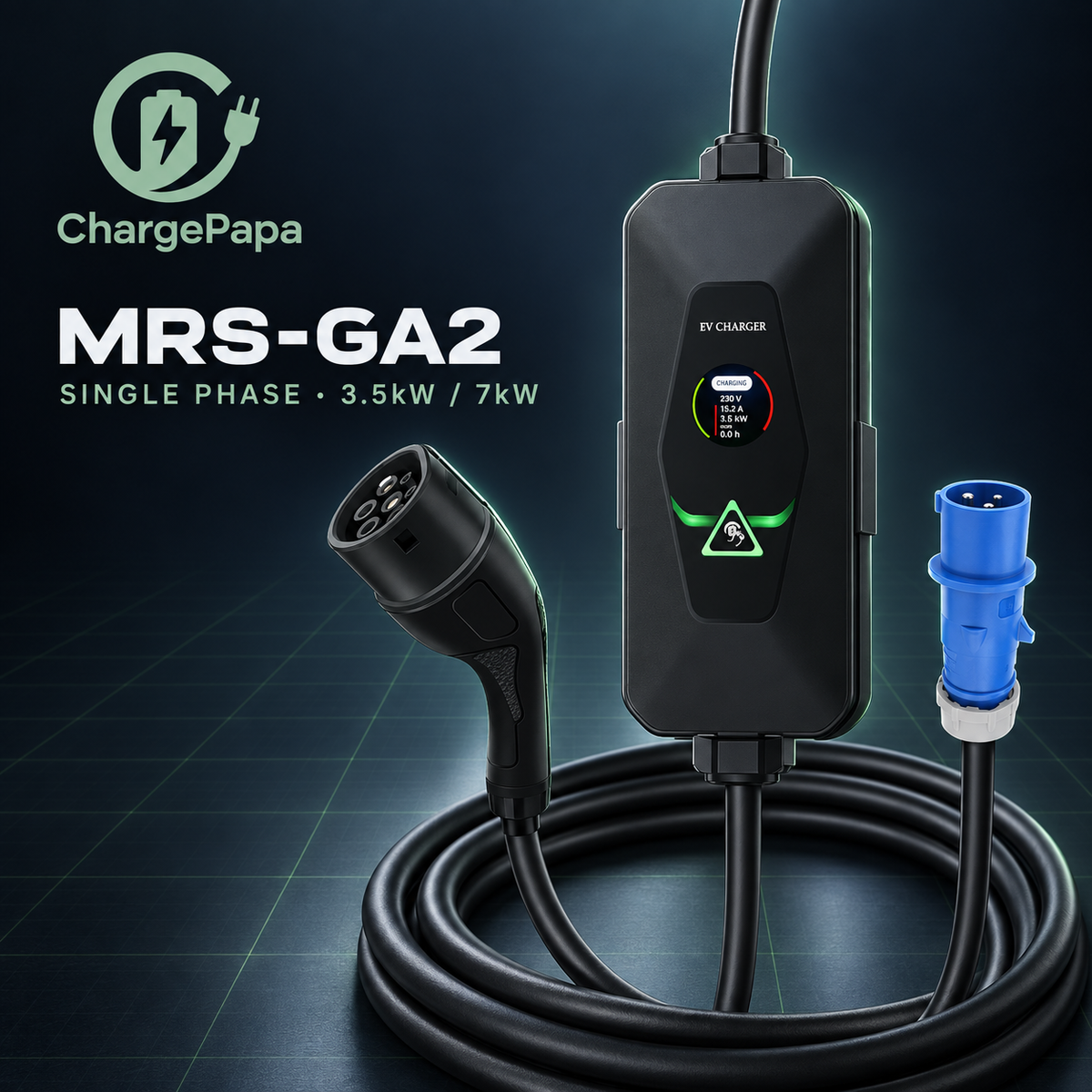 ChargePapa MRS-GA2 single-phase 3.5kW and 7kW GB/T charger technology poster