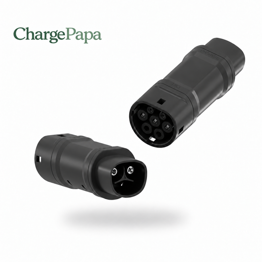 ChargePapa Power-Bridge NACS to Type 2 Adapter 32A white background main product image — Standard Character Mark