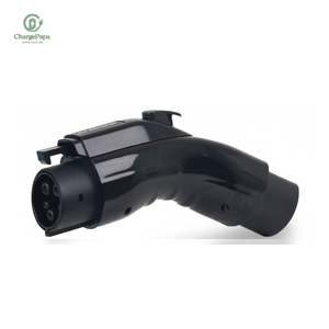 ChargePapa Omni-Link Type 2 to Type 1 J1772 Right Angle Adapter Pro 50A white background main product image