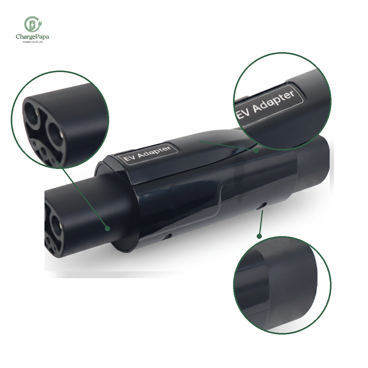 ChargePapa Tesla-Link Type 2 to Tesla NACS Adapter Pro connector detail zoom product image