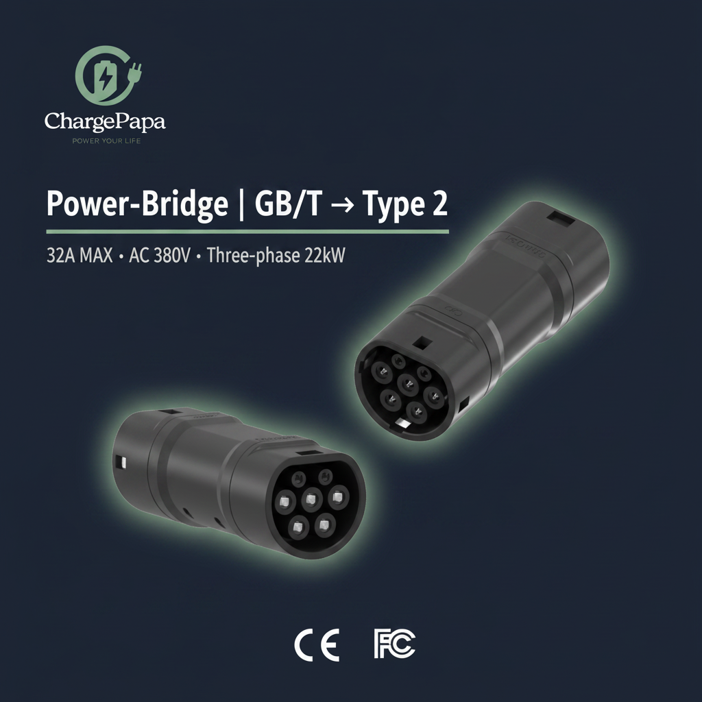 ChargePapa Power-Bridge | GB/T to Type 2 Three-Phase Adapter (32A / AC 380V)