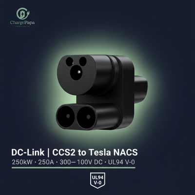 ChargePapa Tesla-Link | Adaptateur de charge rapide DC (250 kW) CCS2 vers Tesla (NACS)
