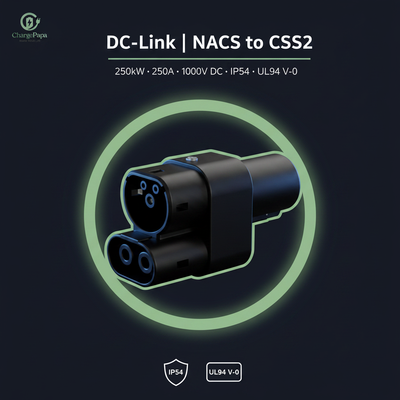 ChargePapa DC-Link | Adaptateur NACS vers CCS2 (250kW / Pour VE Spécification EU) Certifié CE
