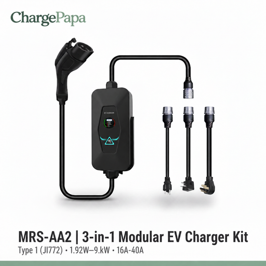 ChargePapa MRS-AA2 3-in-1 Type 1 EV charger kit main image — Standard Character Mark