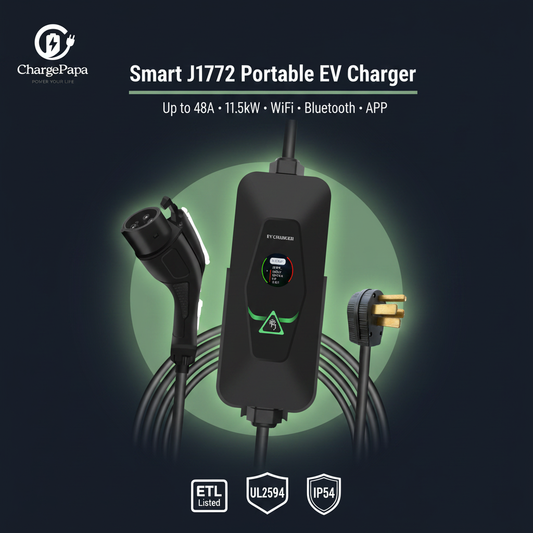 MRS-AA2 Pro | J1772 (Type 1) Portable & Wall-Mount EV Charger (1.92kW–11.5kW, WiFi/BT/APP) Pro Dark Tech Poster