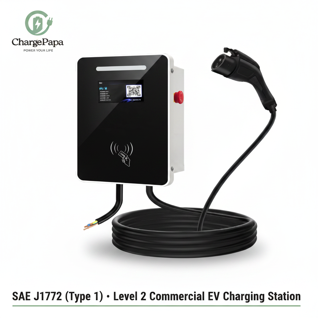 ChargePapa MRS-AJ | Commercial Level 2 EV Charging Station (Type 1, 32A-48A)
