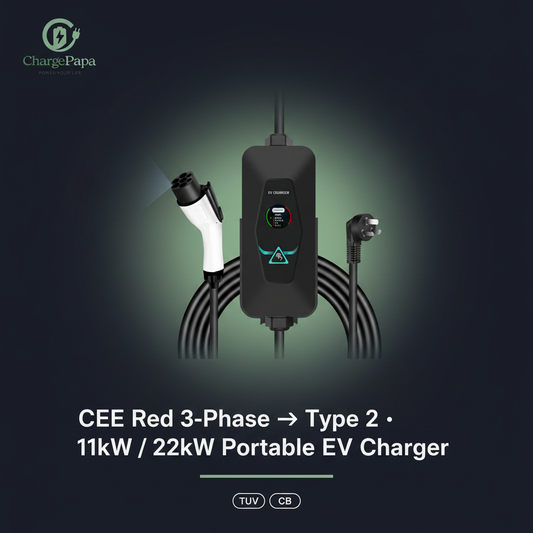 ChargePapa MRS-EA2 | 11kW-22kW 3-Phase Portable EV Charger (Stepless Adjustment)