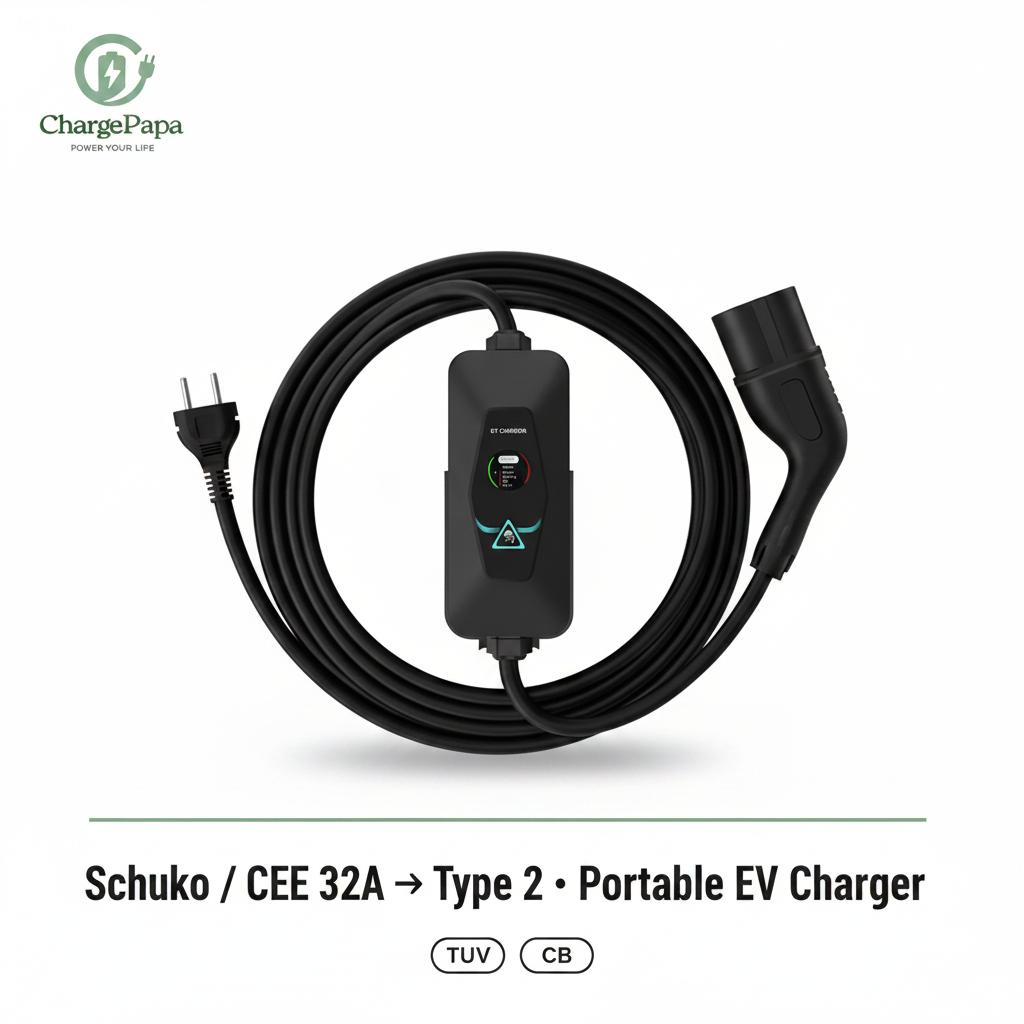 ChargePapa MRS-EA2 | 3.5kW-7kW Single-Phase Portable EV Charger 