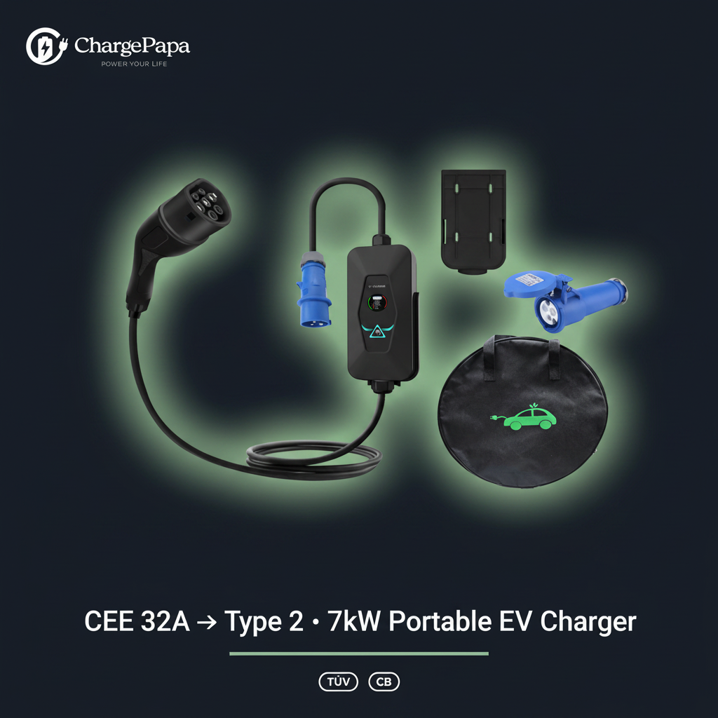 ChargePapa MRS-EA2 | 3.5kW-7kW Single-Phase Portable EV Charger 