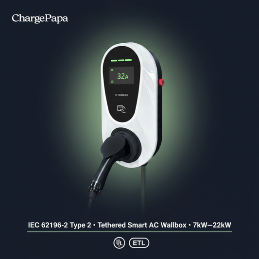 ChargePapa MRS-ED | 7kW-22kW Smart Home Wallbox (Type 2) Dark Tech Poster