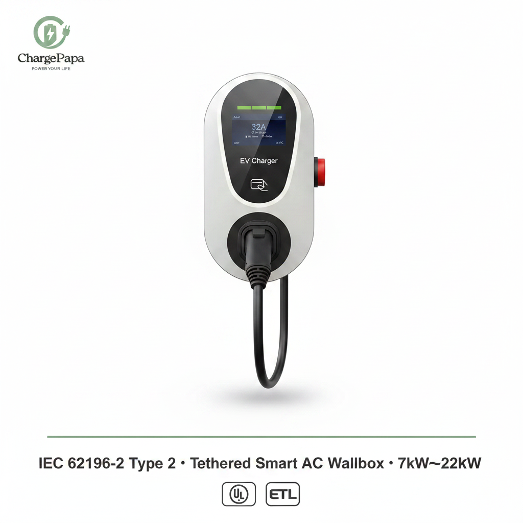 ChargePapa MRS-ED | 7kW-22kW Smart Home Wallbox (Type 2) White Poster