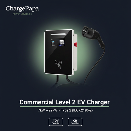 ChargePapa MRS-EJ | Commercial Level 2 EV Charging Station (Type 2, 7kW–22kW)Dark Tech Poster