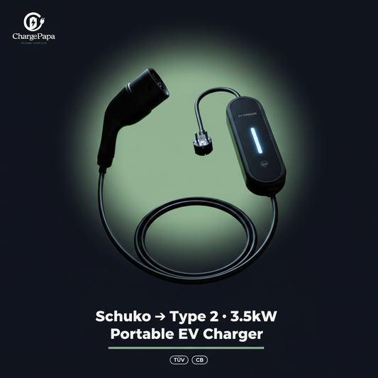 ChargePapa MRS-EP1 | Portable EV Charger Type 2 (LED Status & Adjustable Amp)
