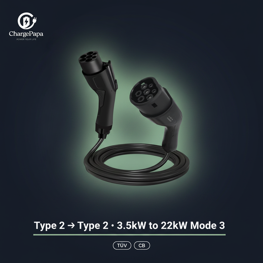 ChargePapa MRS-EST-YC | Type 2 to Type 2 EV Charging Cable (3.5kW - 22kW)