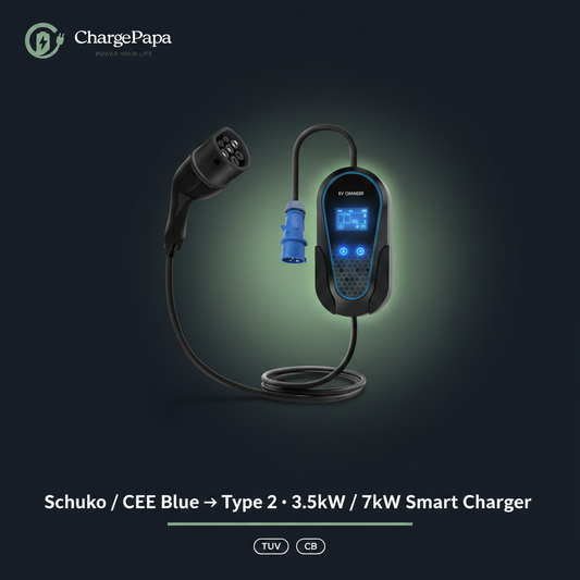 ChargePapa MRS-EZ9 | Smart Portable EV Charger Type 2 (Delay Timer & Adjustable Amp)