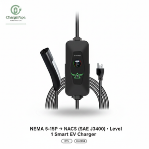 ChargePapa MRS-TA2 Pro | NACS (SAE J3400) Portable & Wall-Mount EV Charger (1.92kW–11.5kW, WiFi/BT/APP)